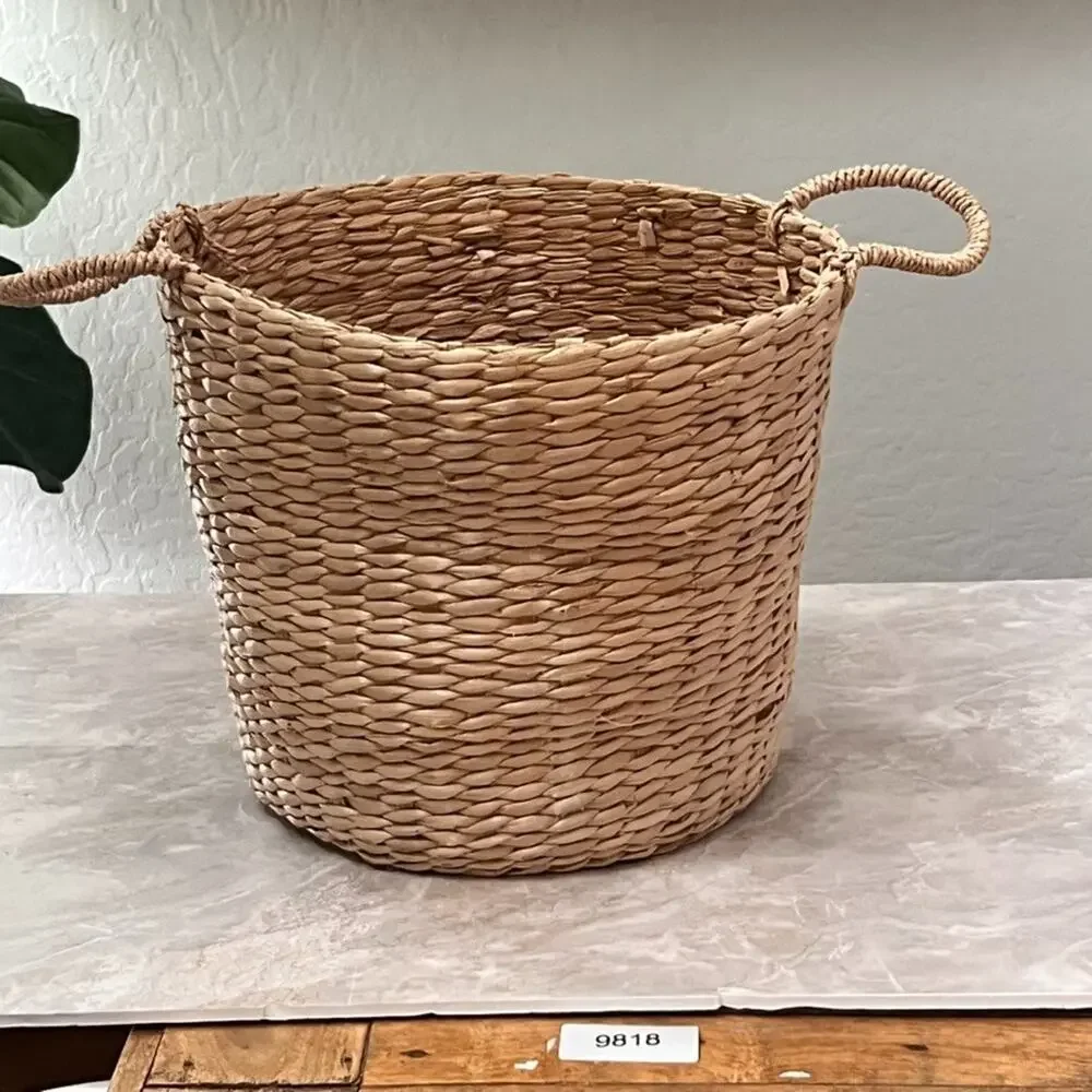 Water Hyacinth Round Multi-Use Basket With Handles Boho Decor 10